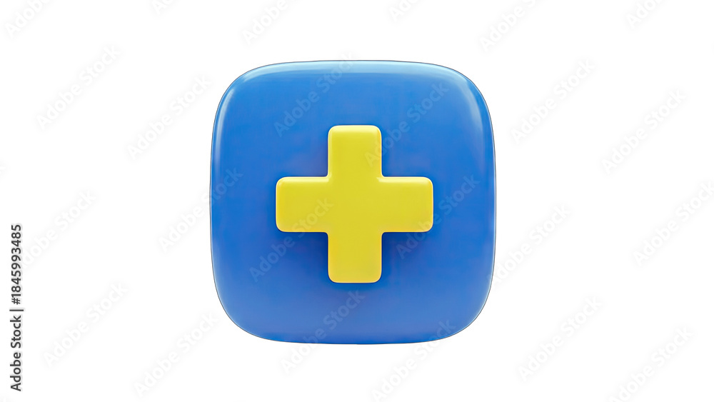 Fototapeta premium 3D Add Button Icon on White Background