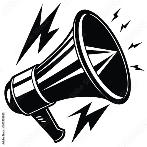 Isolated white and green megaphone symbol on a clean white background, perfect for corporate or promotional messaging.