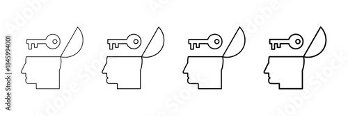 Open Mind Icons Vector Set In Different Stroke Line Style
