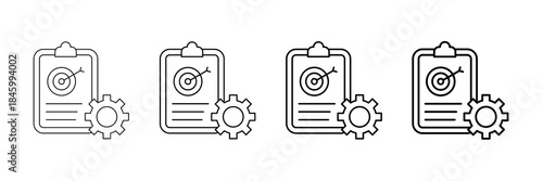 Goal Setting Icons Vector Set In Different Stroke Line Style