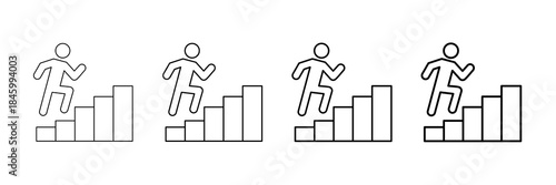 Step By Step Icons Vector Set In Different Stroke Line Style
