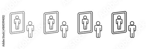 Self Reflection Icons Vector Set In Different Stroke Line Style