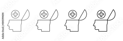 Positive Thinking Icons Vector Set In Different Stroke Line Style