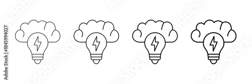 Brainstorming Icons Vector Set In Different Stroke Line Style