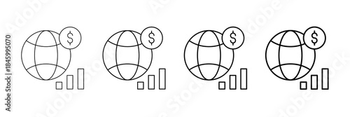 Impact Economy Icons Vector Set In Different Stroke Line Style