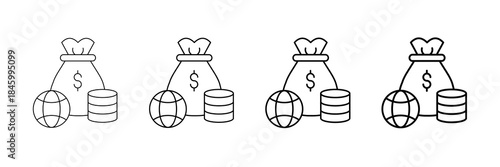 Circular Economy Icons Vector Set In Different Stroke Line Style