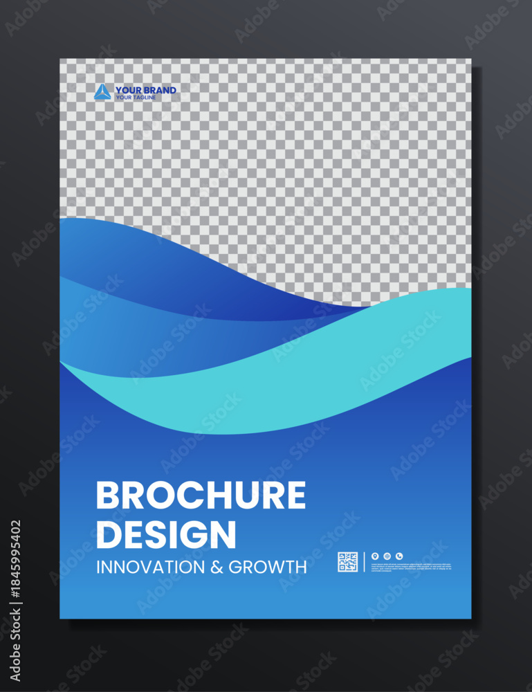 Naklejka premium blue abstract background gradient brochure template design
