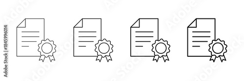 Certificate Program Icons Vector Set In Different Stroke Line Style
