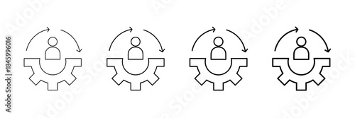 Reskilling Icons Vector Set In Different Stroke Line Style
