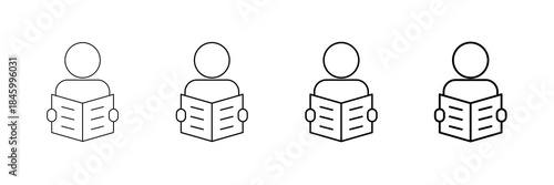 Self-Paced Learning Icons Vector Set In Different Stroke Line Style