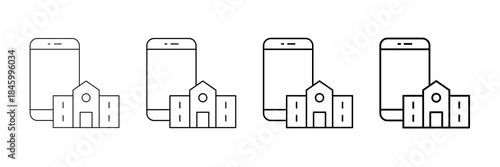 Online University Icons Vector Set In Different Stroke Line Style