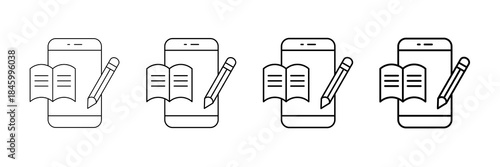 E-Learning Icons Vector Set In Different Stroke Line Style