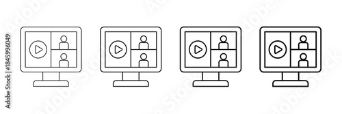Webinars Icons Vector Set In Different Stroke Line Style