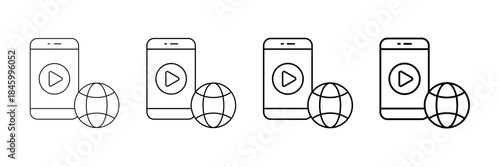 Learning App Icons Vector Set In Different Stroke Line Style