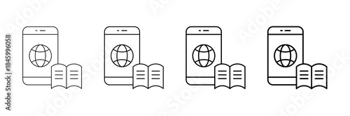 Blended Learning Icons Vector Set In Different Stroke Line Style