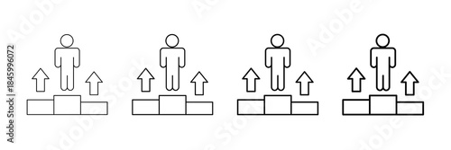 Personal Growth Icons Vector Set In Different Stroke Line Style