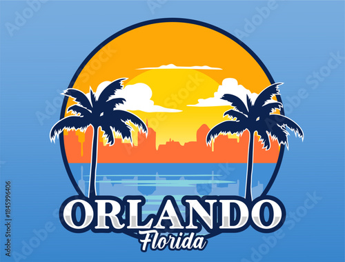 Orlando Florida with beautiful views and stunning palm tree silhouettes