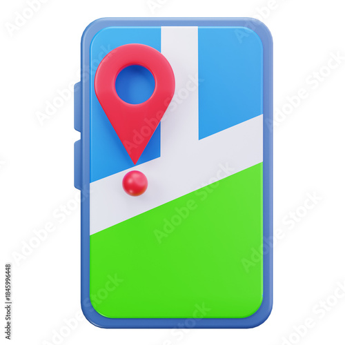 Free Download 3D Mobile Map Location Navigation Icon - GFXLoad