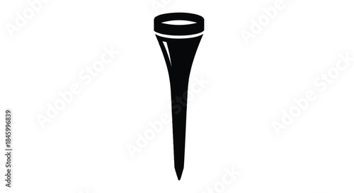 Black golf tee isolated on white background simple graphic.