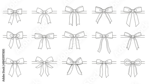 Collection of different bow designs illustration on white background