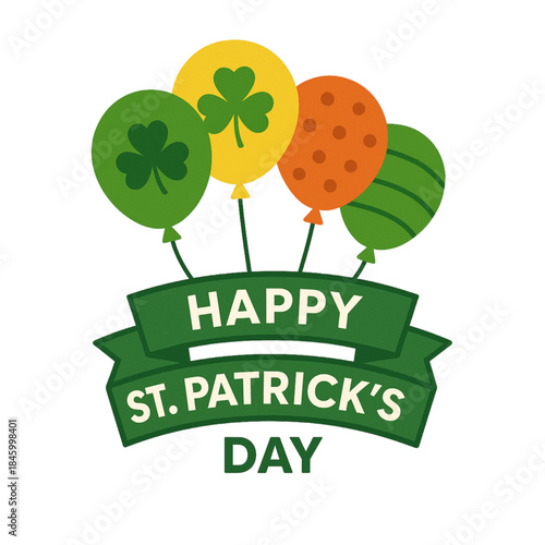 Happy st. patrick's day celebration with colorful balloons Vector, illustration