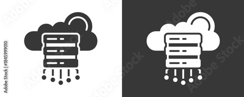Cloud Server Icon Set Vector Collection Isolated In Black And White