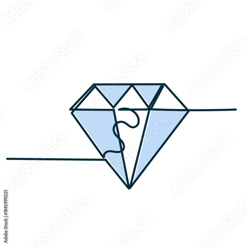 continuous line drawing diamond gemstone
