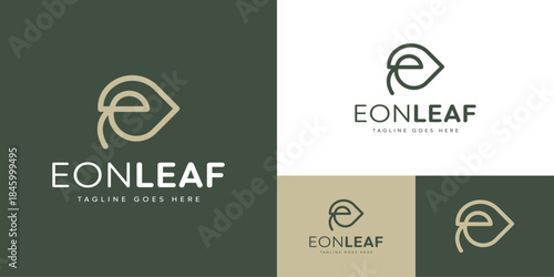 E Letter logo combined with a leaf representing growth, sustainability, and eco-friendliness designed to communicate environmental responsibility, modernity, and a fresh identity for green businesses