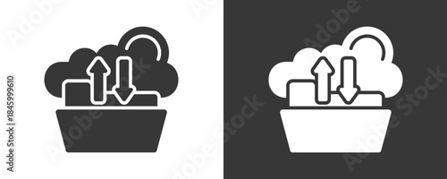 Cloud Storage Icon Set Vector Collection Isolated In Black And White