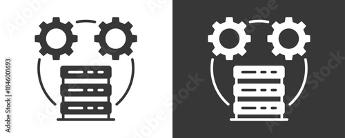 Server Management Icon Set Vector Collection Isolated In Black And White