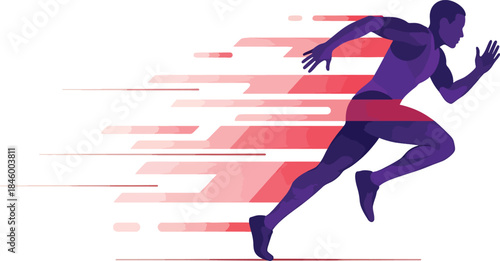 Running Athlete Speed Illustration – Dynamic Sprinter Vector Art, Fast Runner Motion Graphic, Sports Performance Design