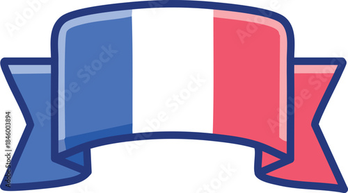 rance ribbon waving flag on white background, Happy Bastille Day, French National Day 14 of July decoration background, 3d rendering illustration