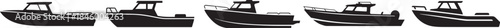 Utility Boat Silhouette Black and White Vector Illustration