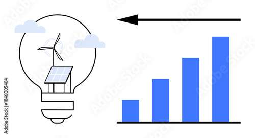 Renewable energy growth. Renewable energy sources thumbs up solar panels and wind turbines sustainable power solutions. Renewable energy supports progress, eco-awareness, and business innovation