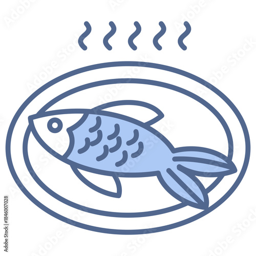 Fish curry blue icon