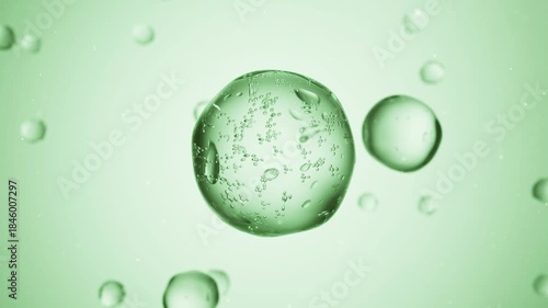 Green essence penetrates deep skin cells, activates skin cell regeneration, support sagging skin, eliminates facial wrinkles, concept skin care laser beauty. Anti-aging, Cosmetic ads, 3D animation.