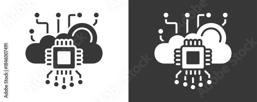 Cloud Computing Icon Set Vector Collection Isolated In Black And White