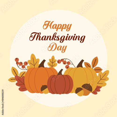 Hand drawn flat Happy thanksgiving day 