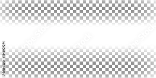 Checkered gradient pattern with gradient from white to gray. Vector horizontal template for design backdrop. Squares mosaic background. Transparent background.