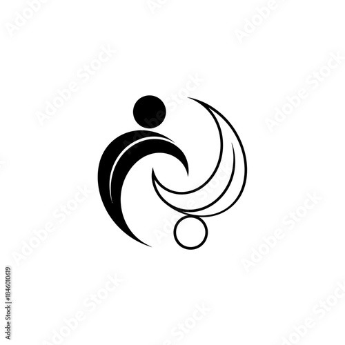 Abstract Black And White Yin Yang Symbol With Human Figures balance harmony