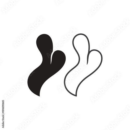 Abstract organic shapes in black and white outline on white background form