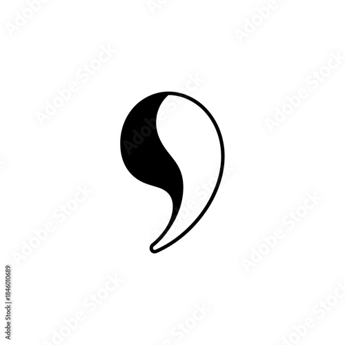 Abstract Yin Yang Symbol with Swirling Shapes Black and White vector illustration