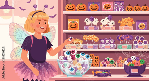 Young Girl Fairy Reaching for Candy.