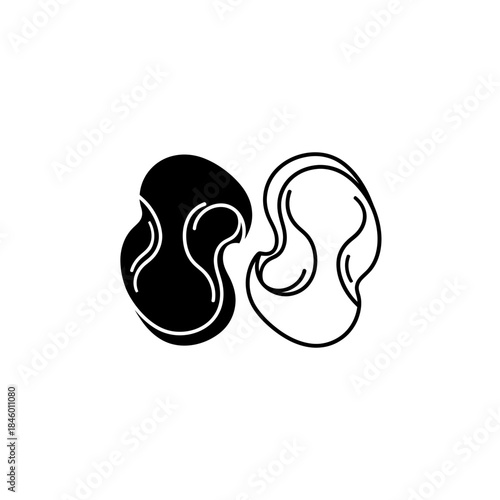 Two Abstract Organic Shapes One Black Solid One White Outline contrast curve