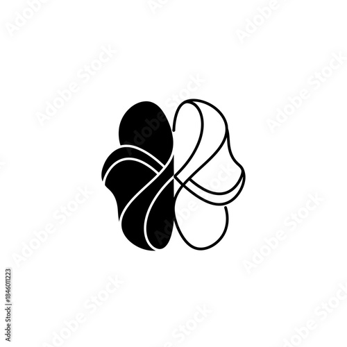 Abstract Black and White Organic Shape with Flowing Lines Logo Design vector illustration