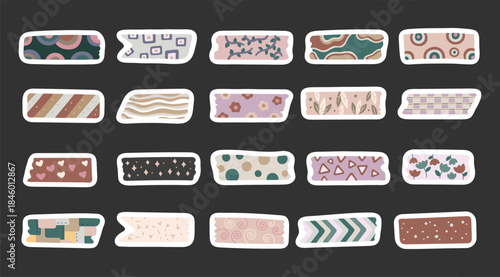Decorative tape set in scandinavian style ornament adhesive strips for versatile crafting projects enhancing designs using handcrafted elements suitable for your illustration