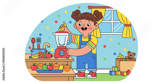 Woman Preparing Food in Kitchen with Mixer.