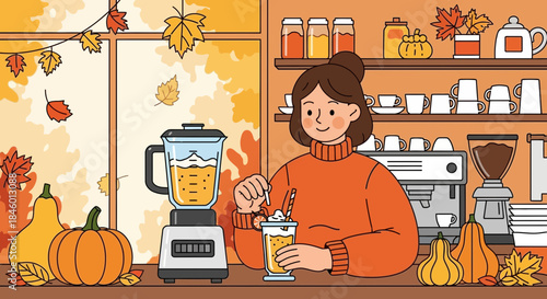 Woman Preparing Healthy Smoothie in Kitchen 1.