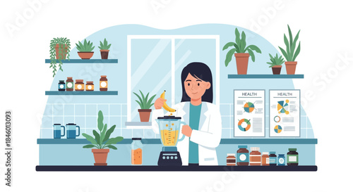 Woman Preparing Healthy Smoothie in Kitchen 2.