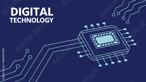 Digital Technology Microchip CPU Circuit Board Concept with vector illustration
